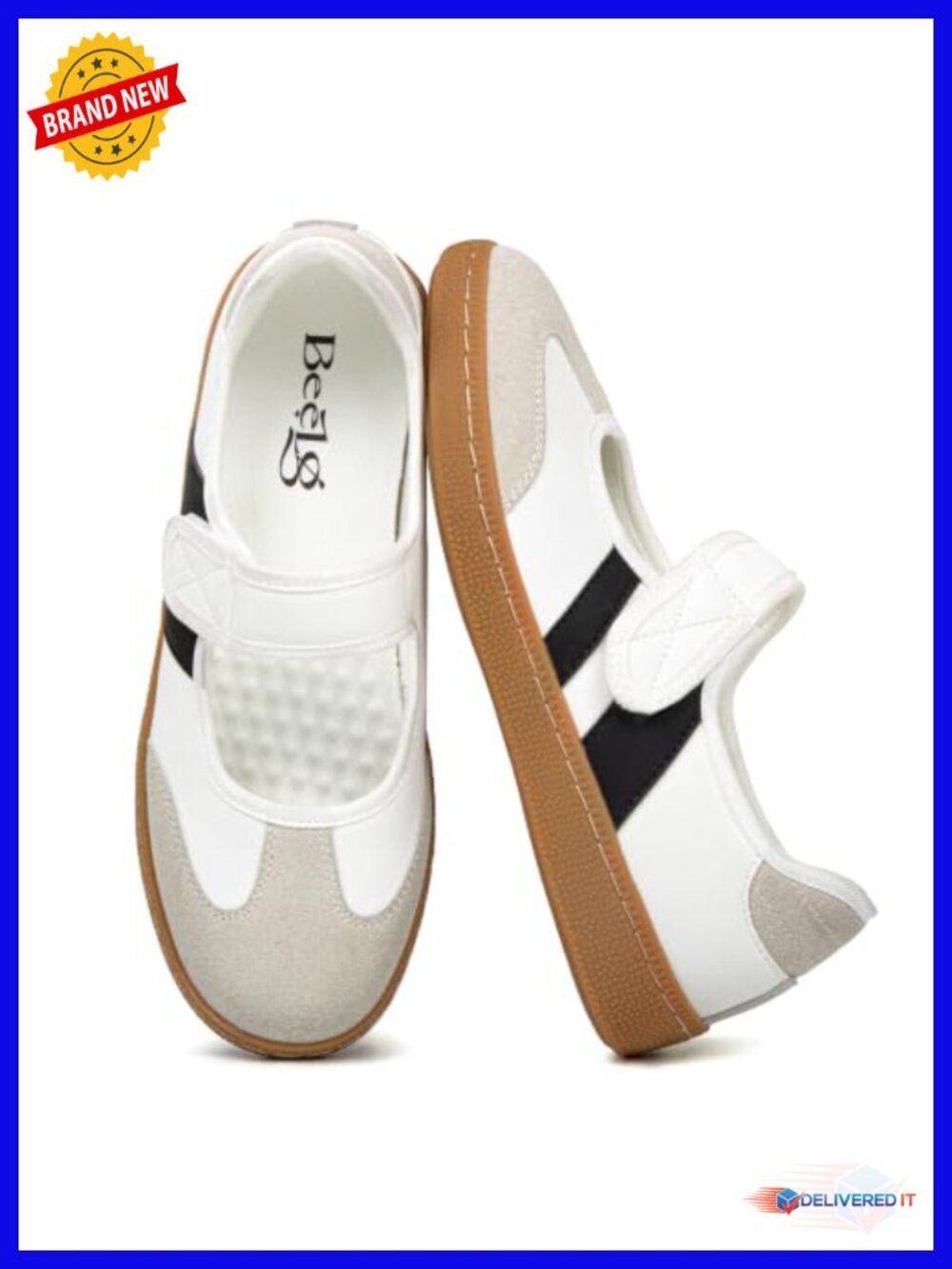 Women's Retro Mary Jane Sneakers Adjustable Hook & Loop Flats